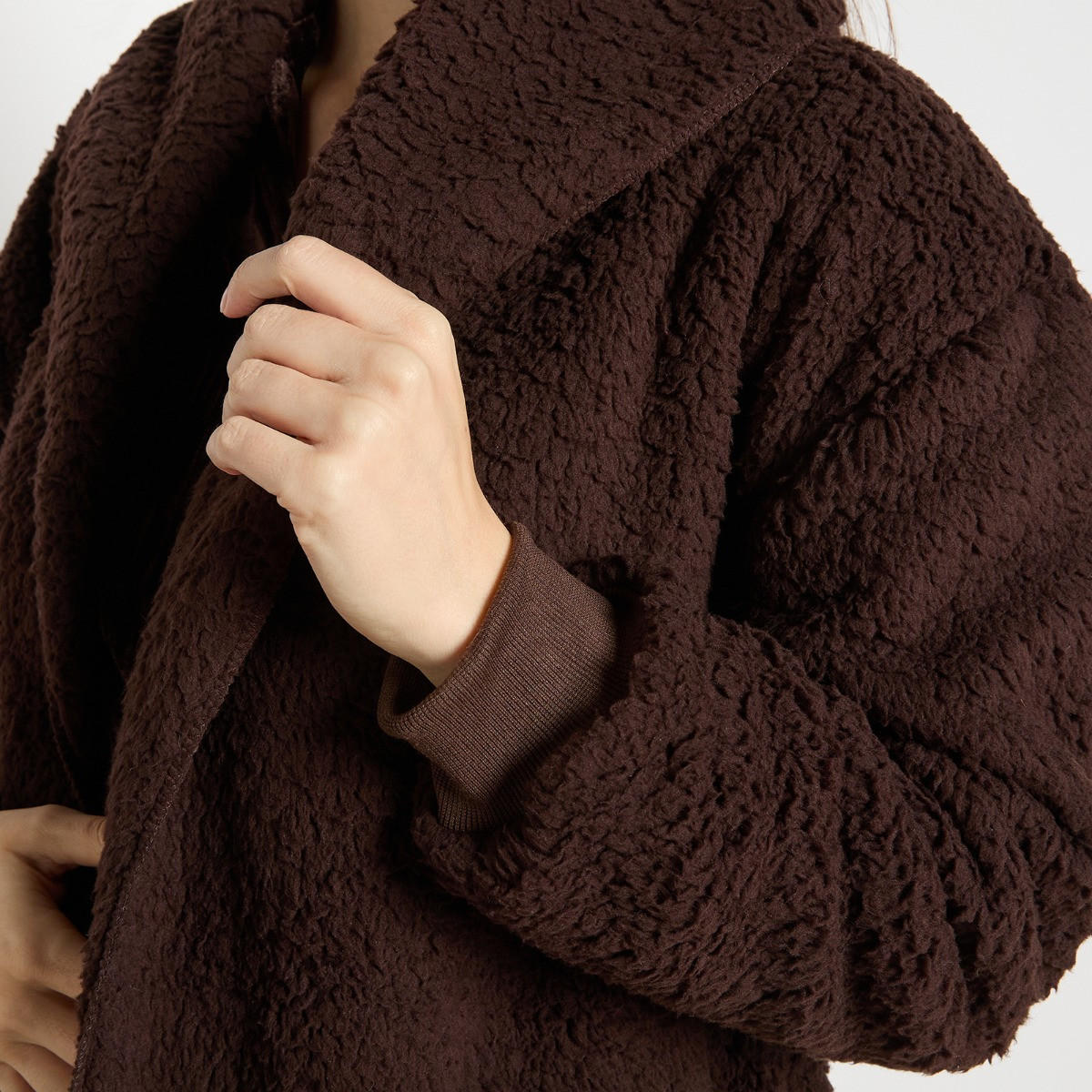 OHS Waterfall Teddy Fleece Cardigan - Chocolate>