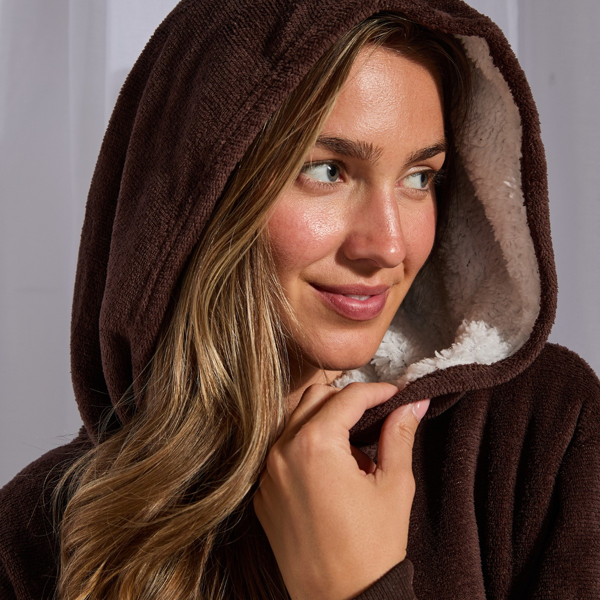 OHS Fleece Hoodie Loungewear Set - Brown>
