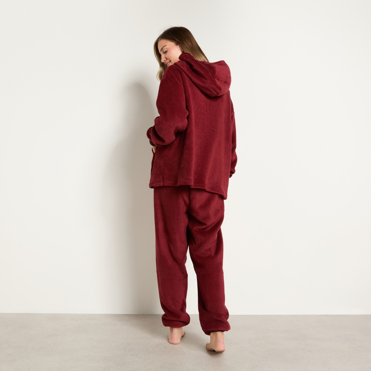 OHS Fleece Hoodie Loungewear Set - Burgundy>