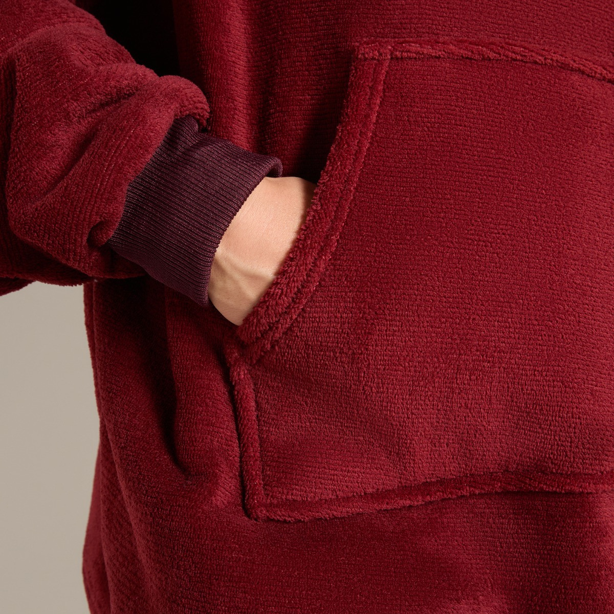 OHS Fleece Hoodie Loungewear Set - Burgundy>