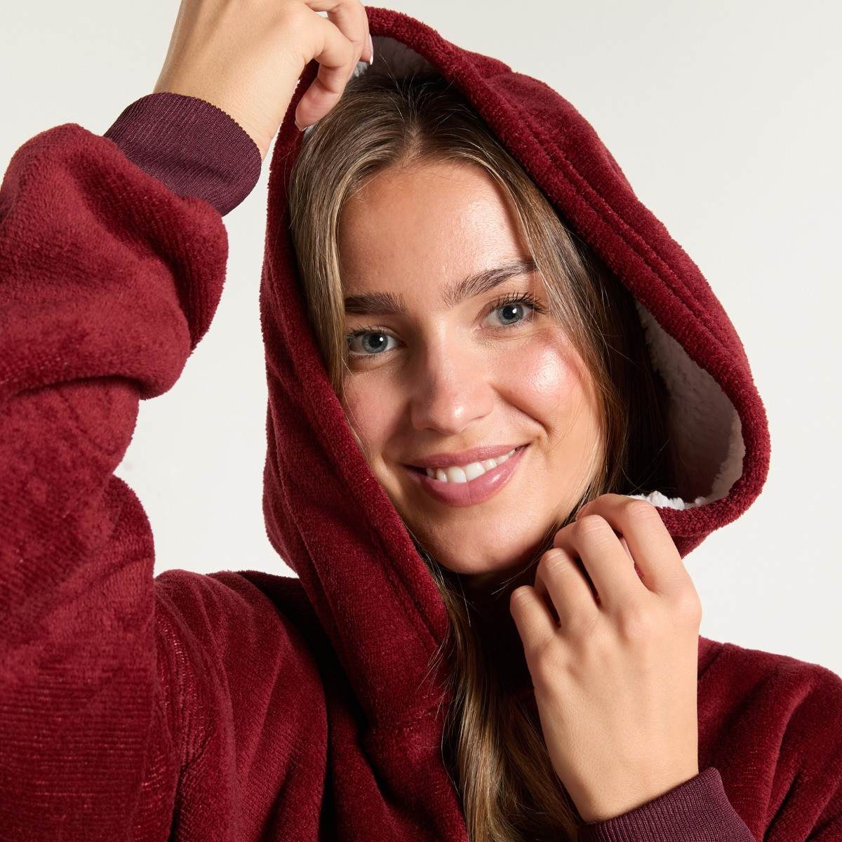 OHS Fleece Hoodie Loungewear Set - Burgundy>