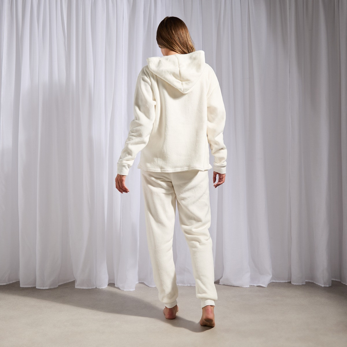 OHS Fleece Hoodie Loungewear Set - Cream>