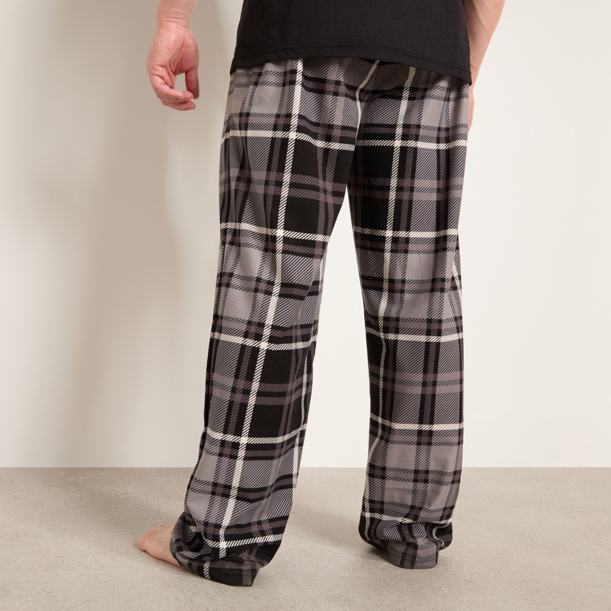 OHS Men's 2 Pack Check Pyjama Bottoms - Burgundy/Grey>