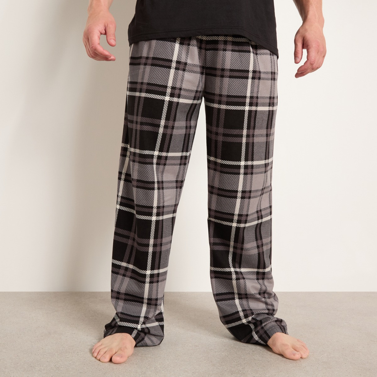 OHS Men's 2 Pack Check Pyjama Bottoms - Burgundy/Grey>