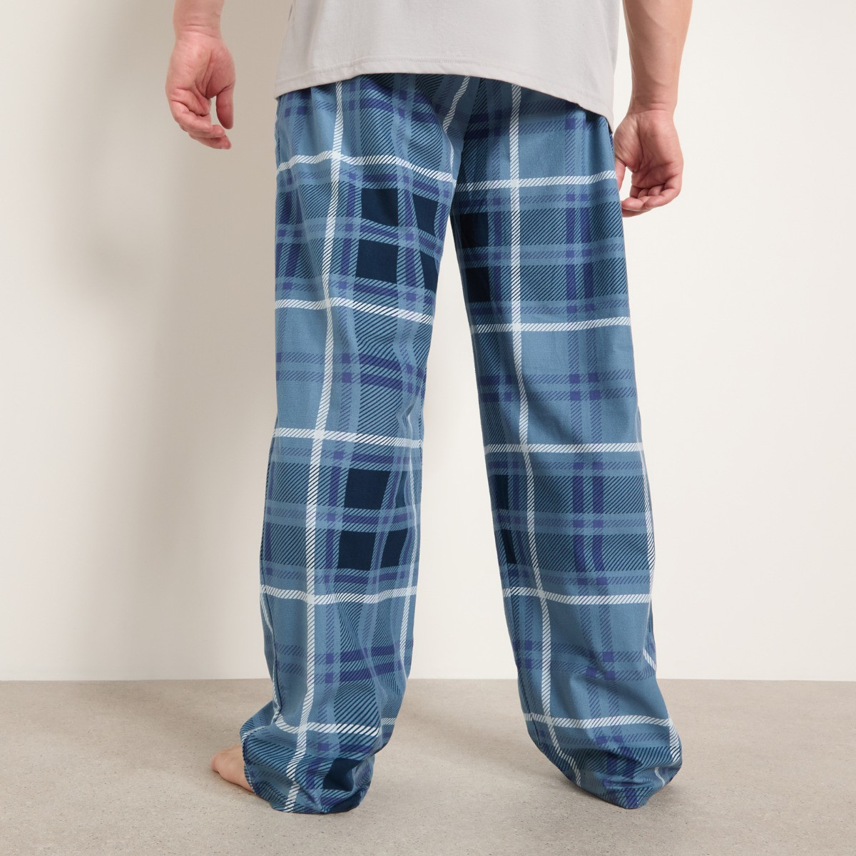OHS Men's Check T-shirt Pyjama Set - Blue>