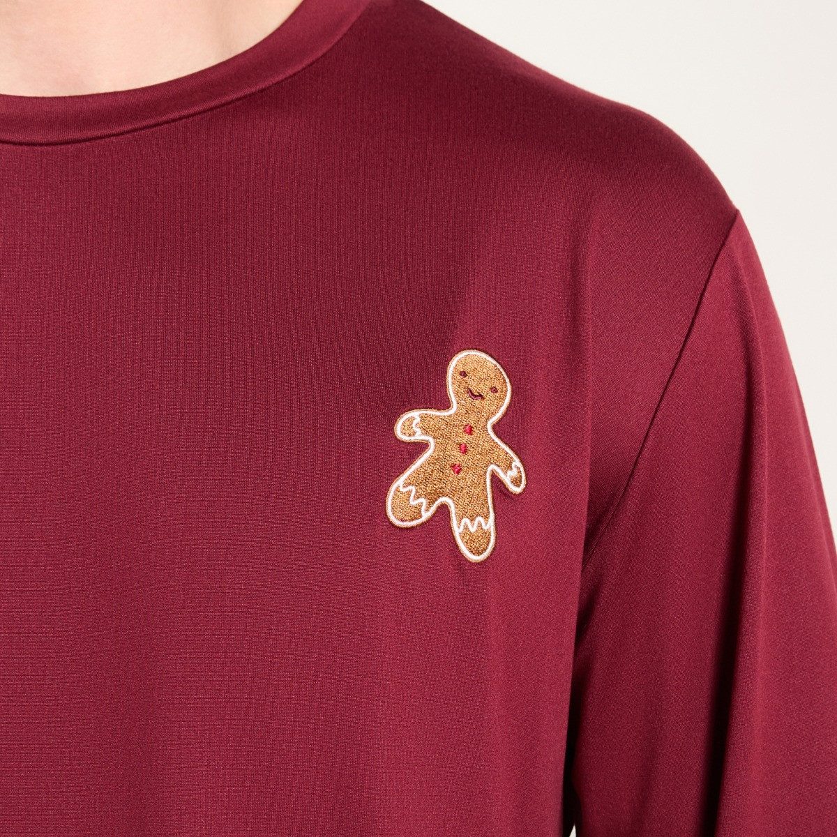 OHS Men's Christmas Gingerbread Pyjama Set - Burgundy>