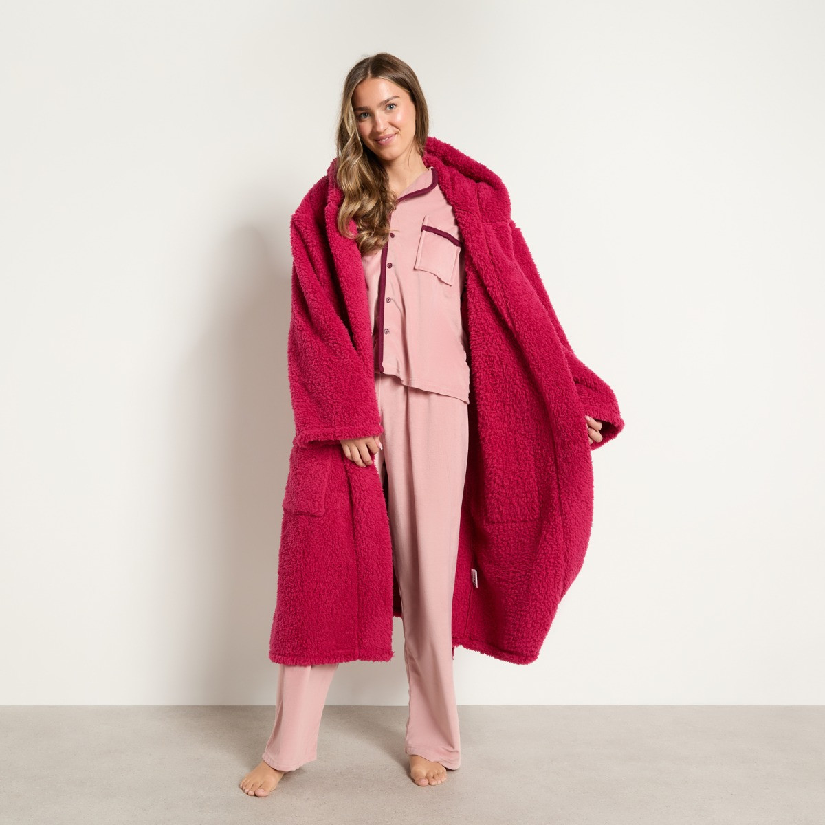 OHS Teddy Dressing Gown - Berry>