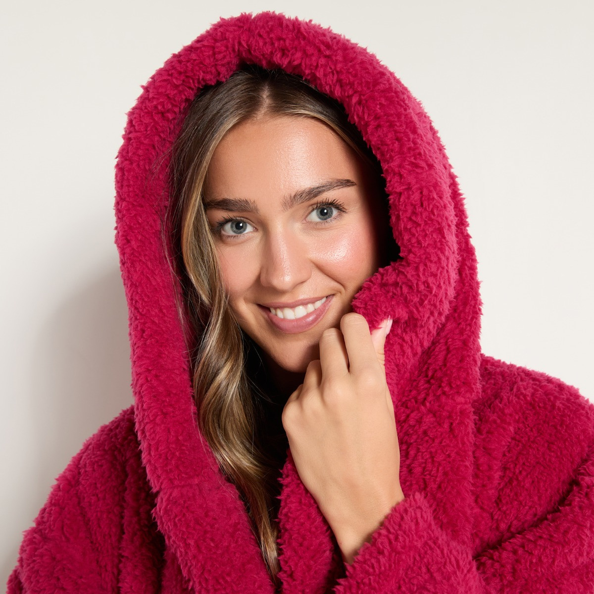 OHS Teddy Dressing Gown - Berry>