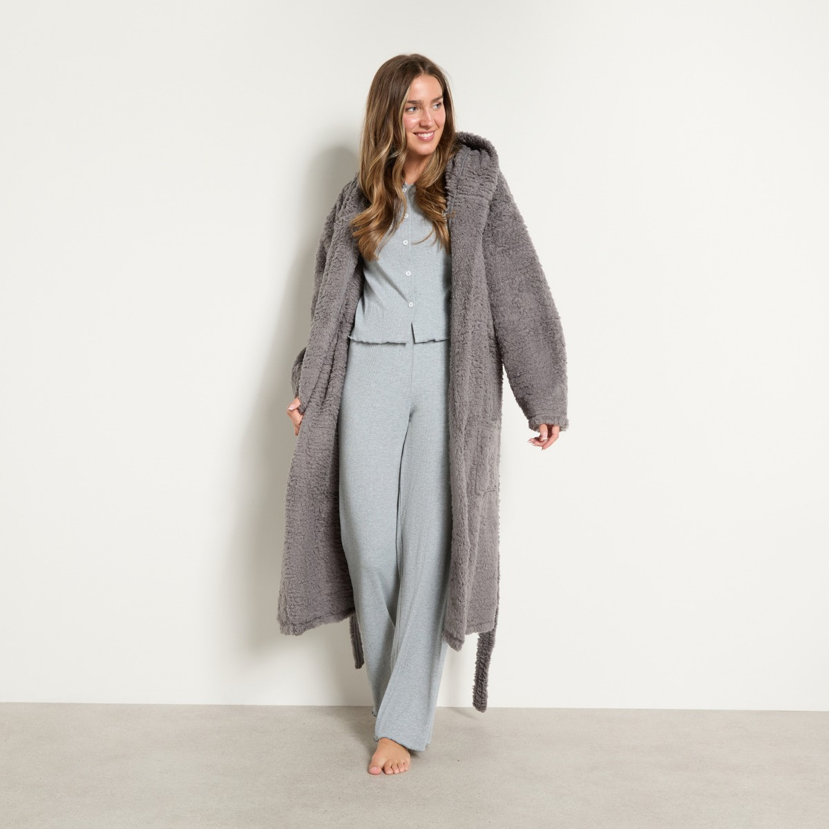 OHS Teddy Dressing Gown - Silver>