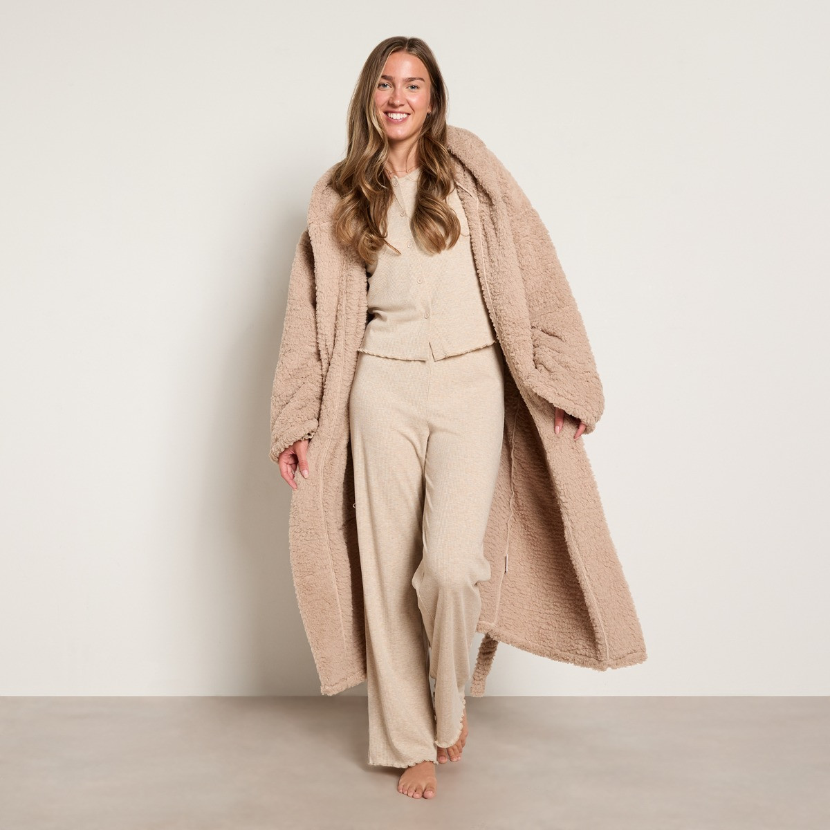 OHS Teddy Dressing Gown - Natural>