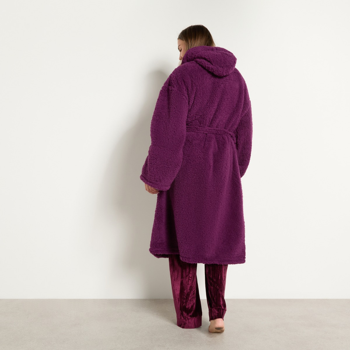OHS Teddy Dressing Gown - Plum>