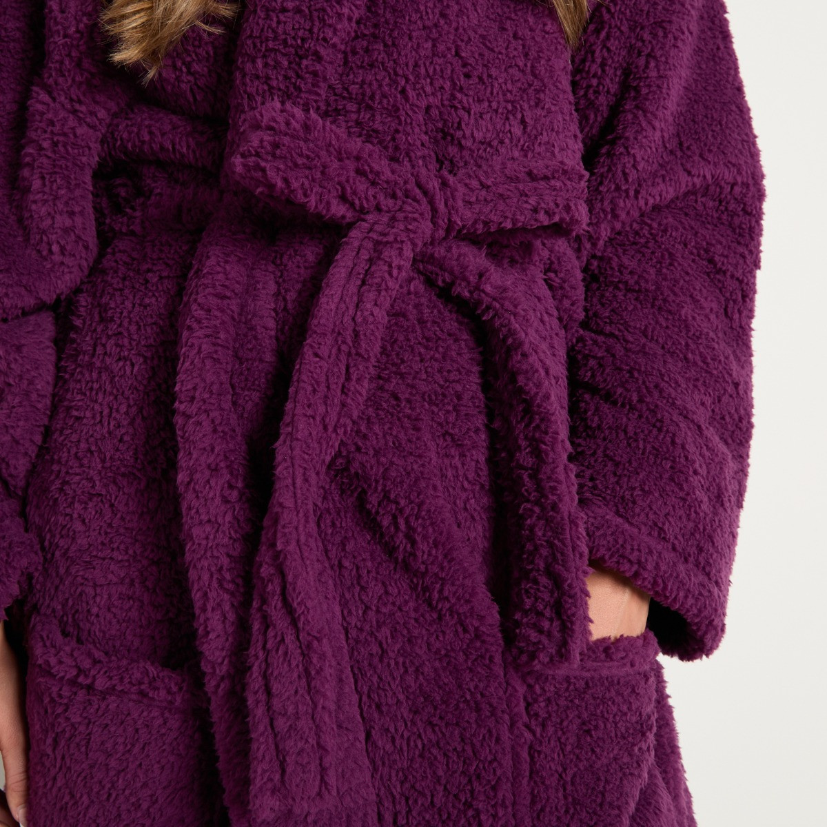OHS Teddy Dressing Gown - Plum>