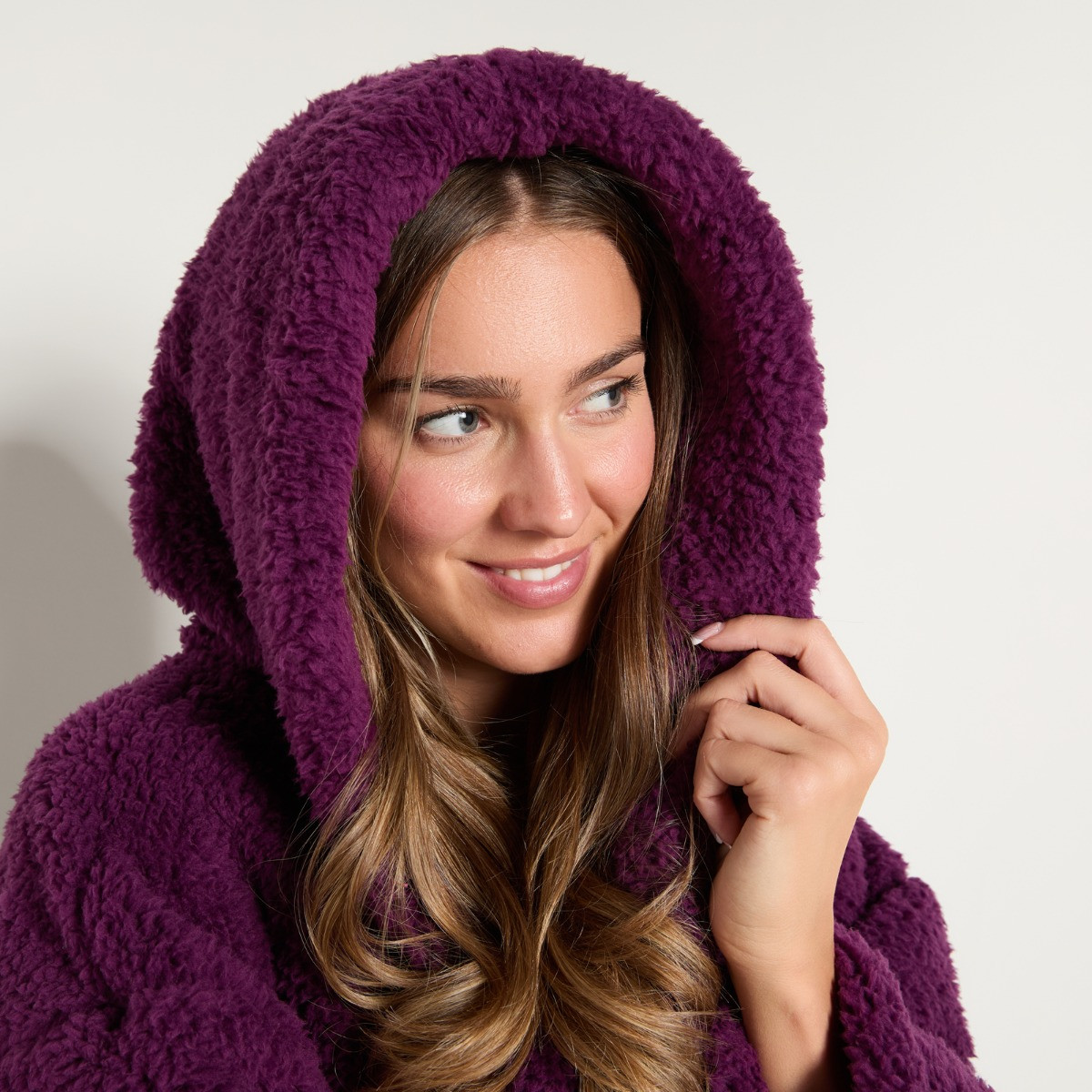 OHS Teddy Dressing Gown - Plum>