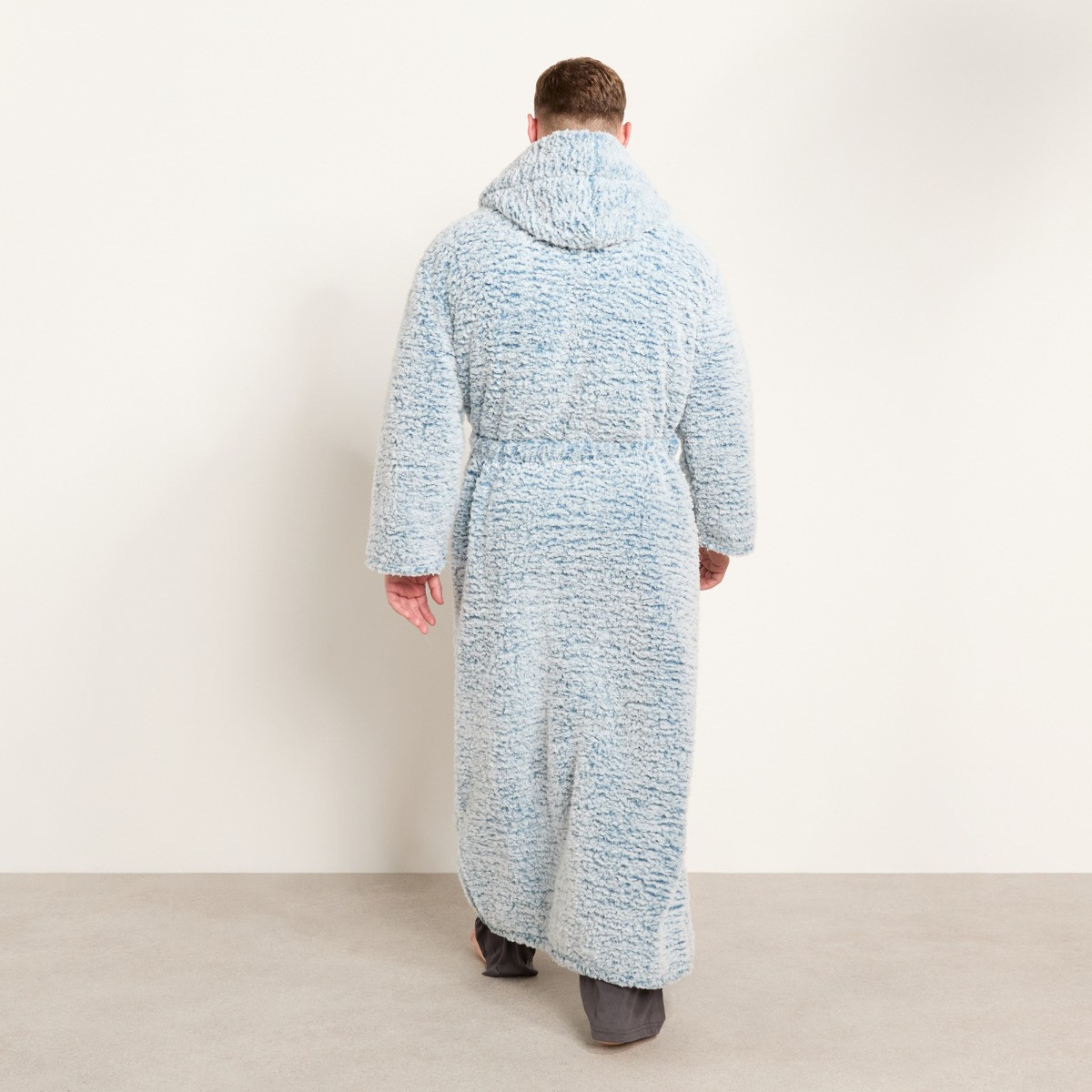 OHS Teddy Marl Floor Length Dressing Gown - Navy>