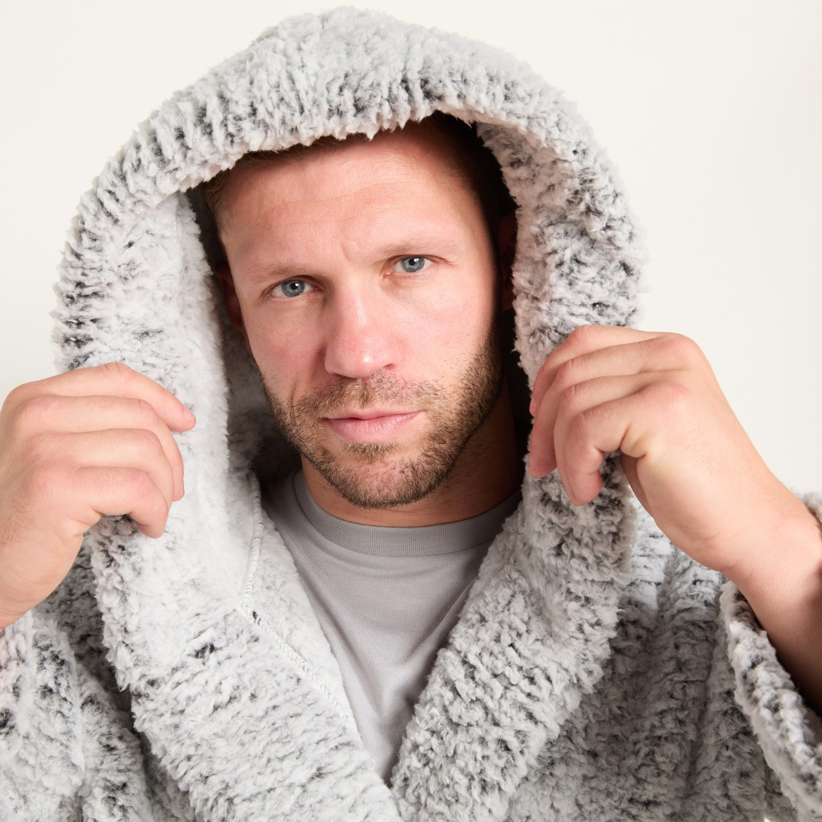 OHS Teddy Marl Floor Length Dressing Gown - Black>