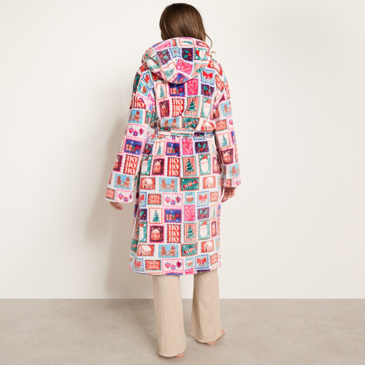 OHS Christmas Postcards Print Dressing Gown - Multi>