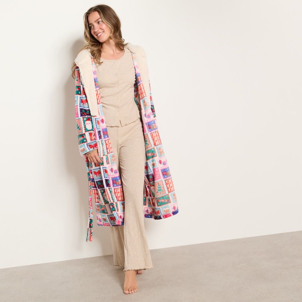 OHS Christmas Postcards Print Dressing Gown - Multi>