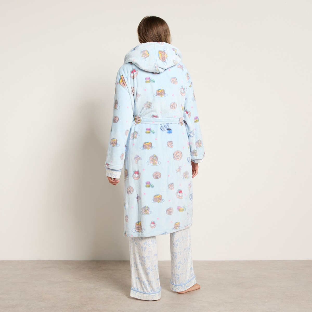 OHS Breakfast Print Dressing Gown - Blue>