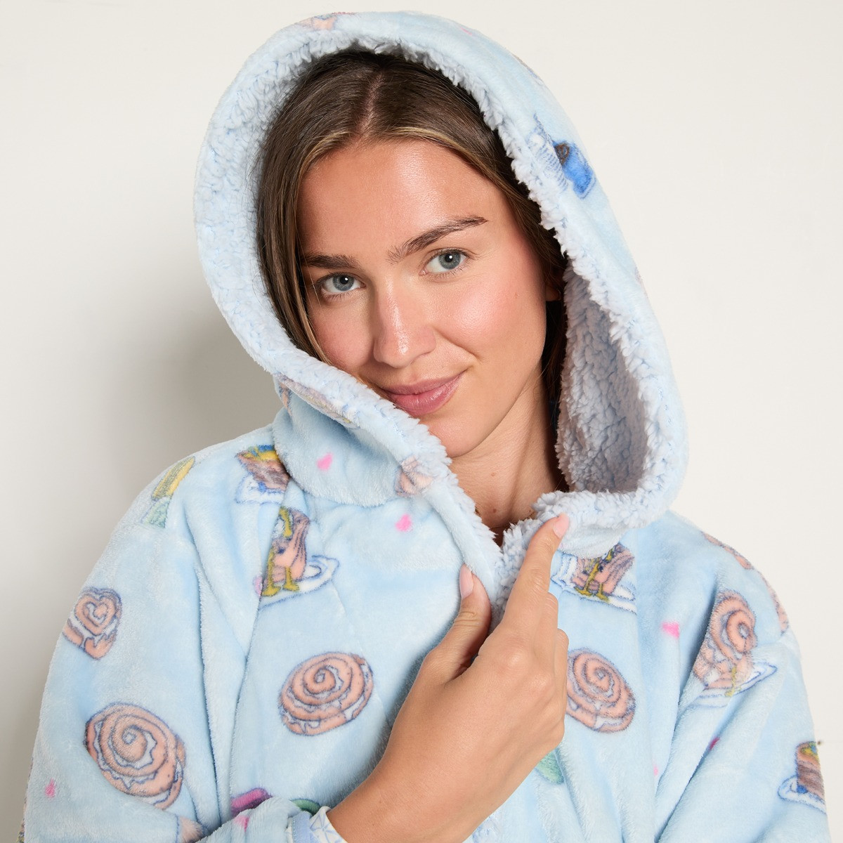 OHS Breakfast Print Dressing Gown - Blue>