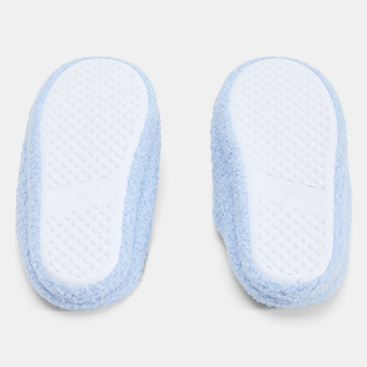 OHS Egg & Bacon Boucle Slippers - Blue>