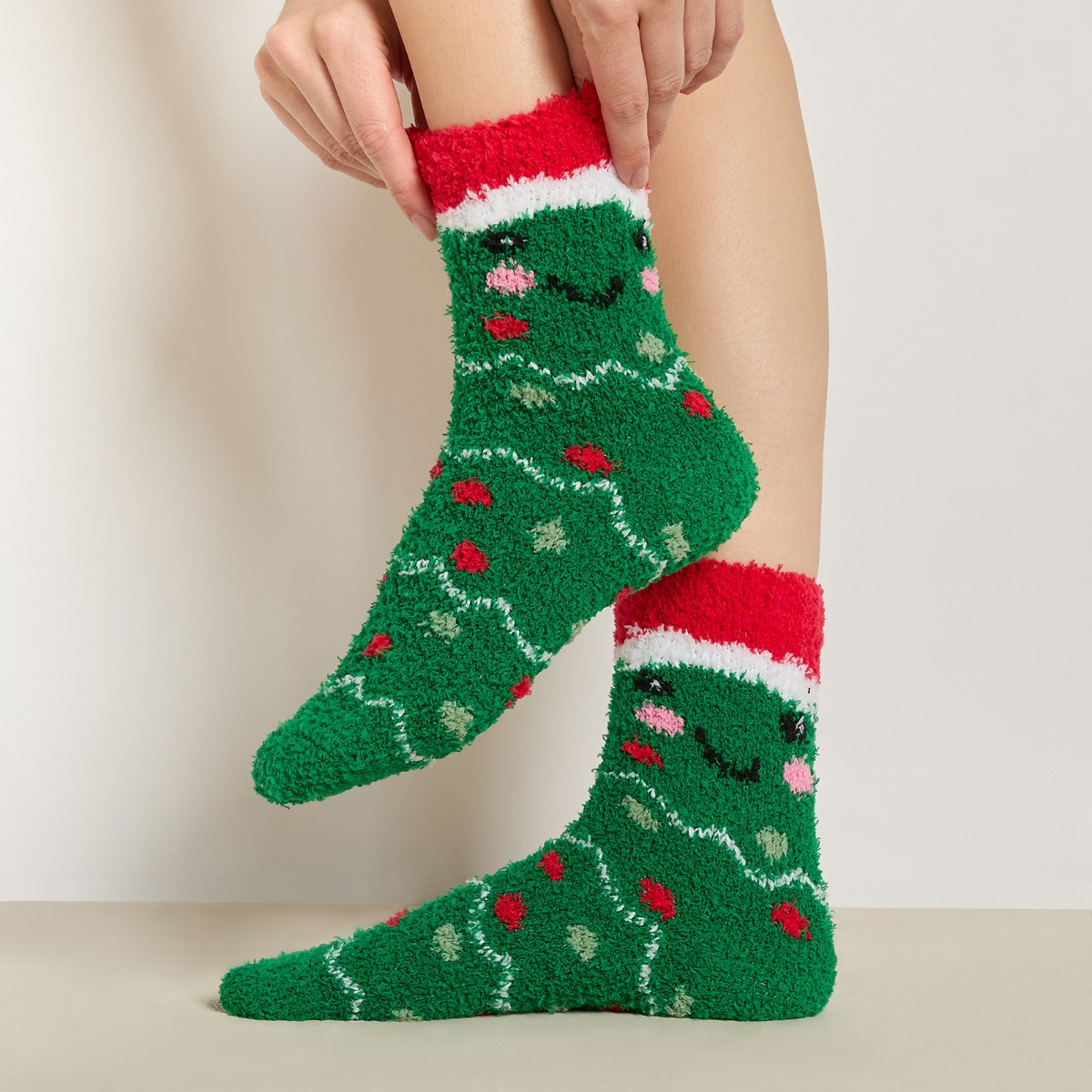 OHS Christmas Sweetie Pies Fluffy Fleece Socks, Multi - 3 Pack>