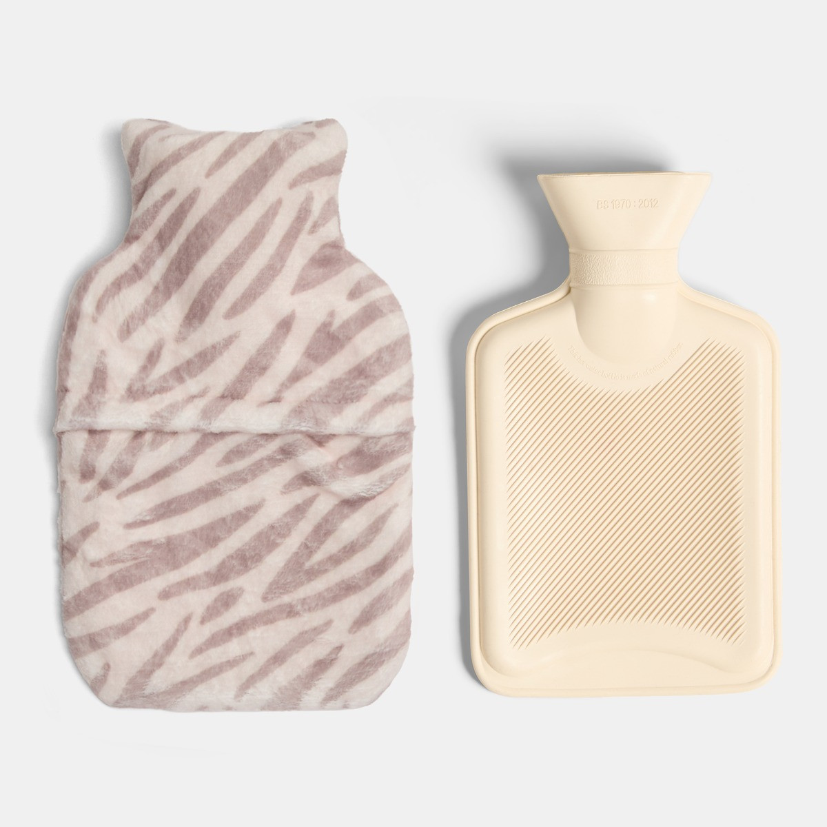 OHS Zebra Print Hot Water Bottle Gift Set - Beige>