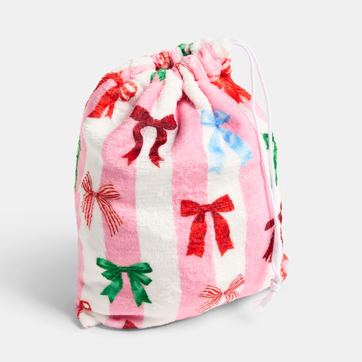 OHS Multi Bow Stripe Hot Water Bottle Gift Set - Pink/White>