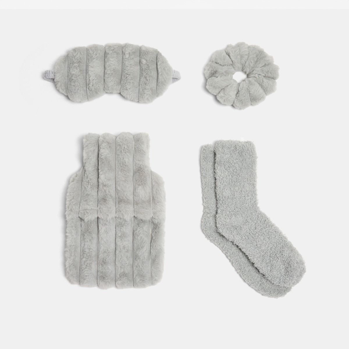OHS Ribbed Hot Water Bottle Gift Set - Silver>