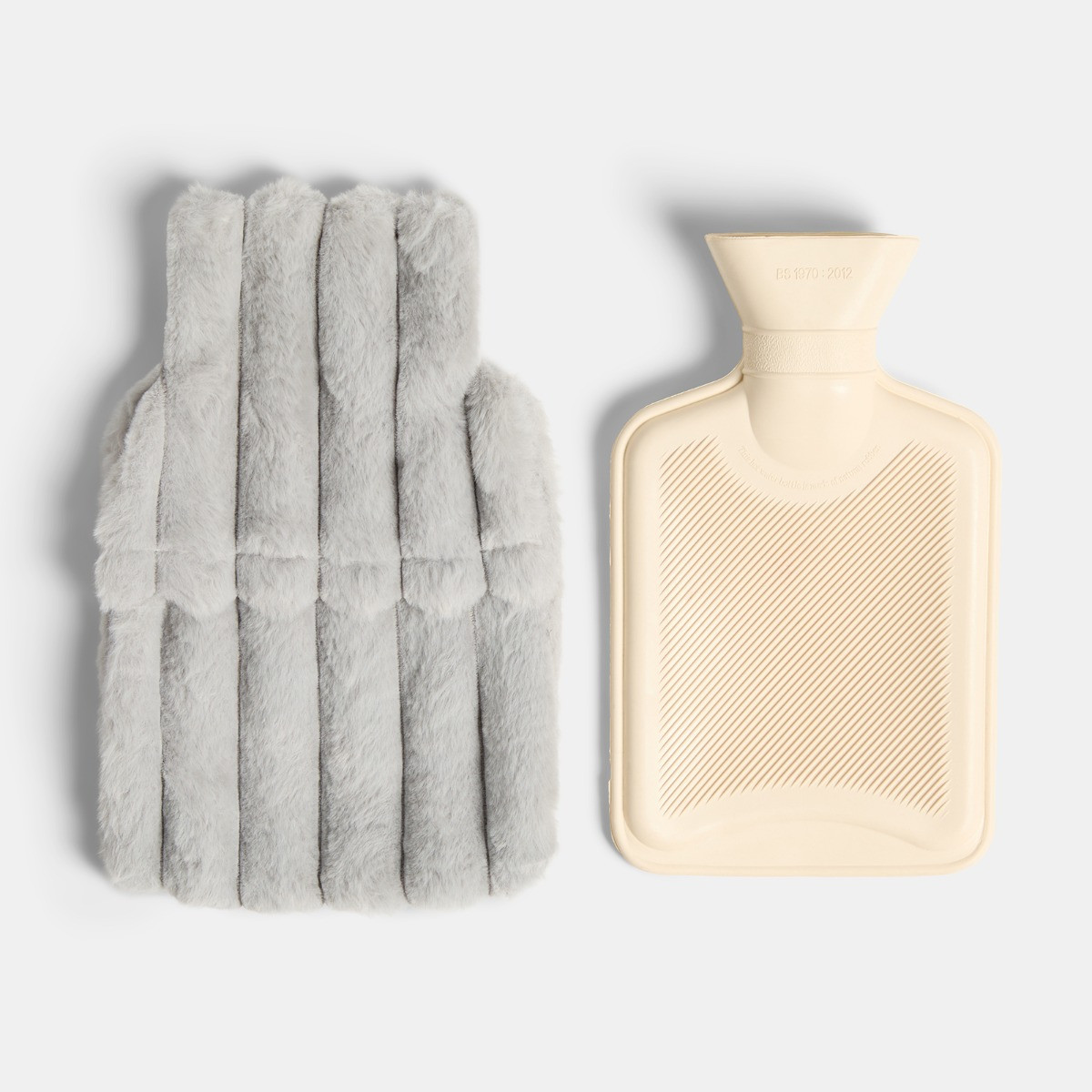 OHS Ribbed Hot Water Bottle Gift Set - Silver>