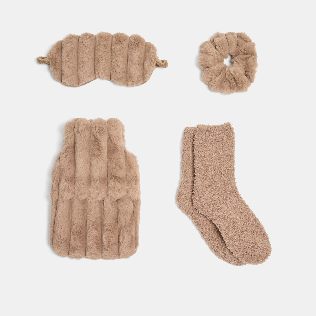 OHS Ribbed Hot Water Bottle Gift Set - Mink>