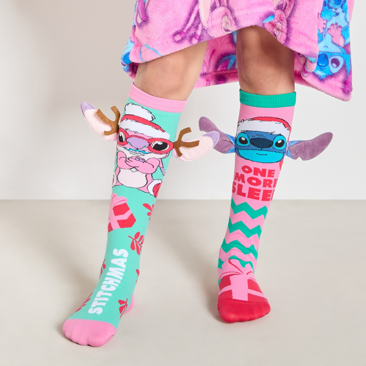 OHS Kids Christmas Stitch & Angel Over the Knee Socks - Multi>
