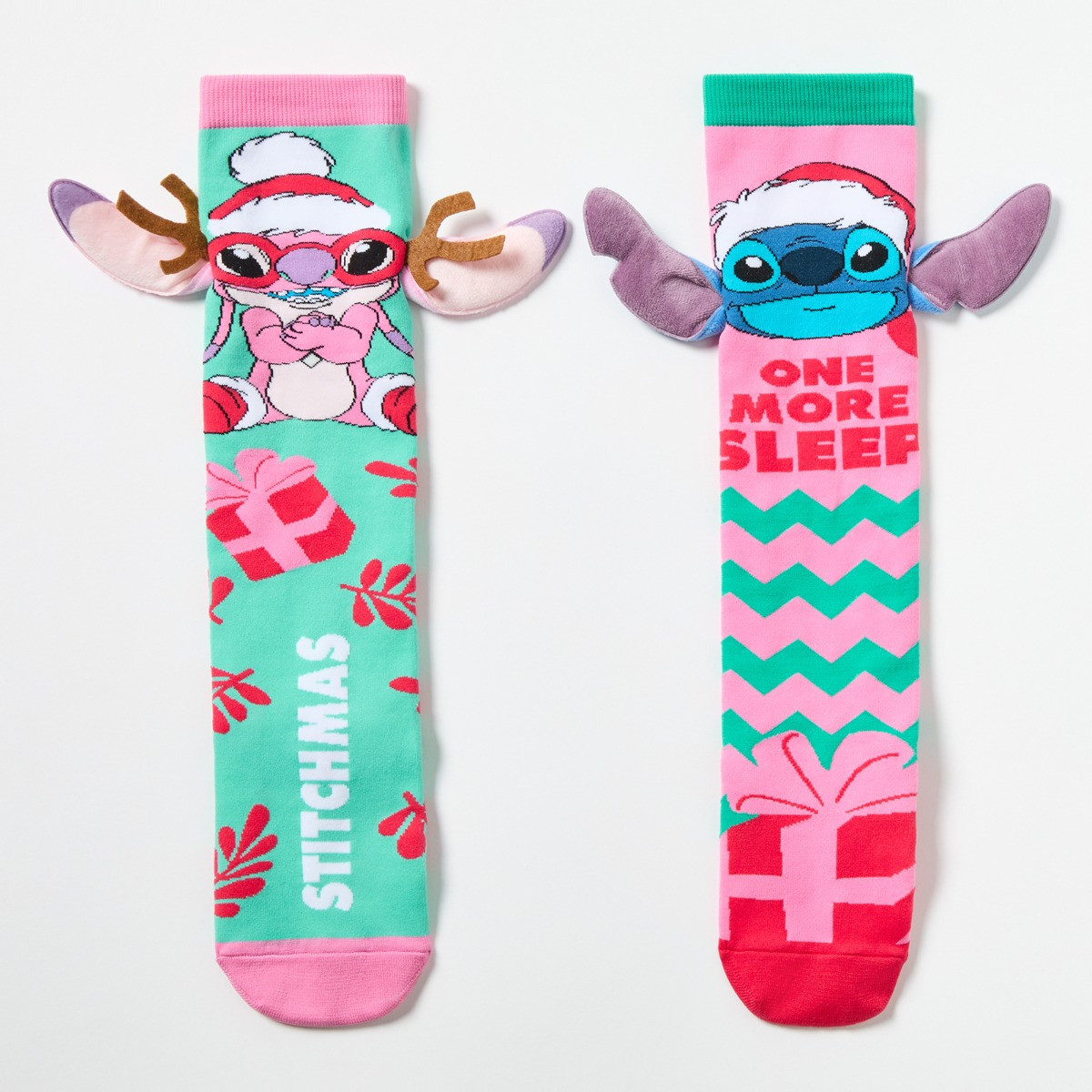 OHS Kids Christmas Stitch & Angel Over the Knee Socks - Multi>