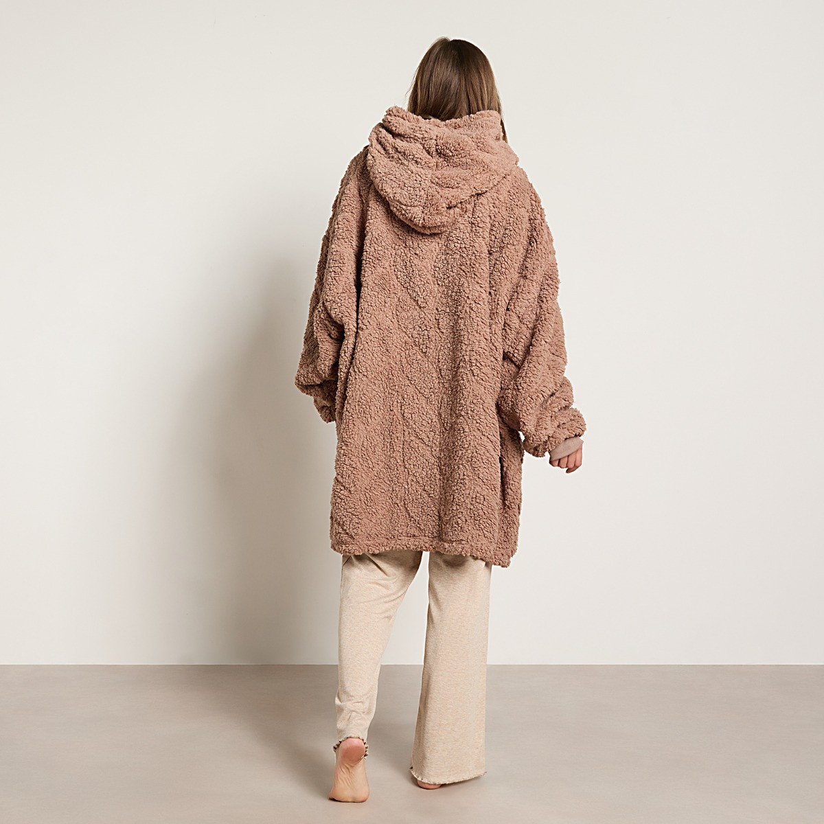 OHS Braided Fleece Hoodie Blanket - Mink>