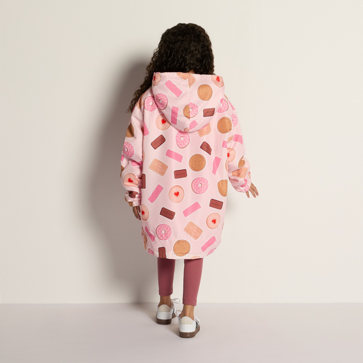 OHS Kids Water Resistant Biscuit Print Sherpa Drying Robe - Pink>