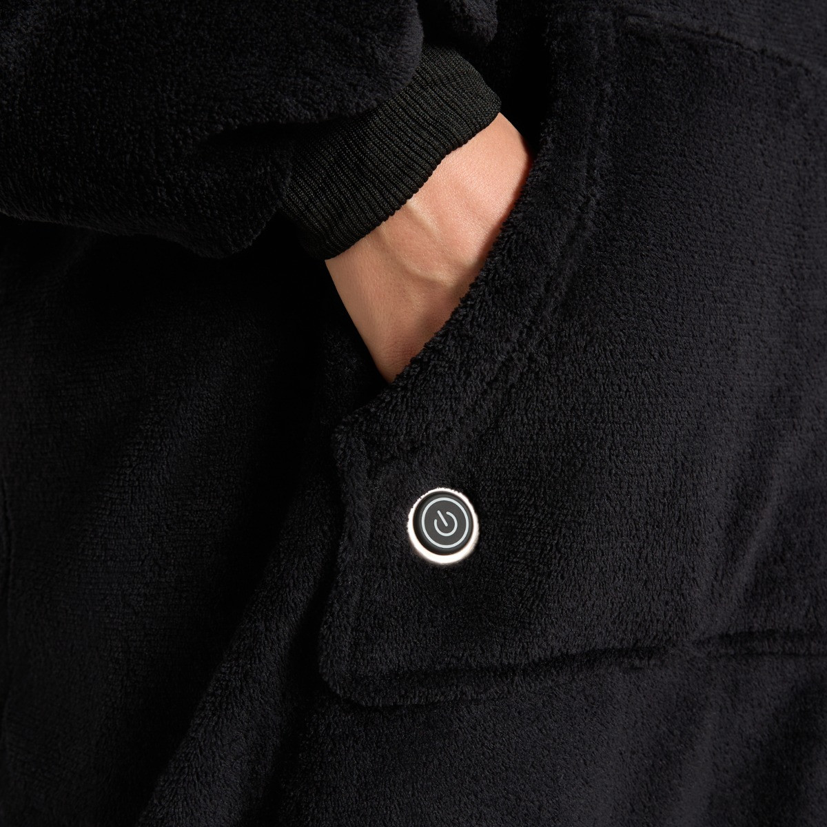 OHS Extra-Long Electric Heated Hoodie Blanket - Black>