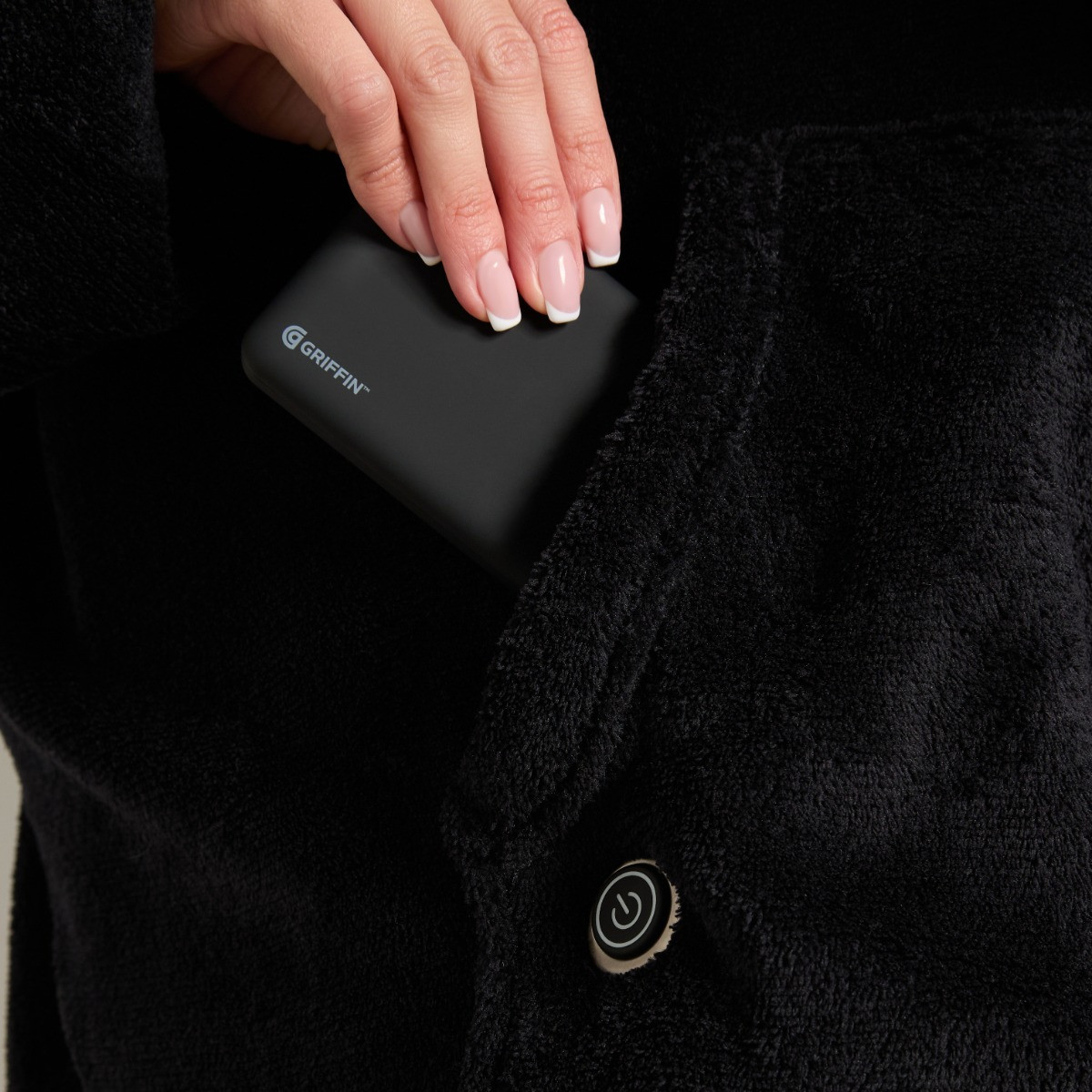 OHS Extra-Long Electric Heated Hoodie Blanket - Black>