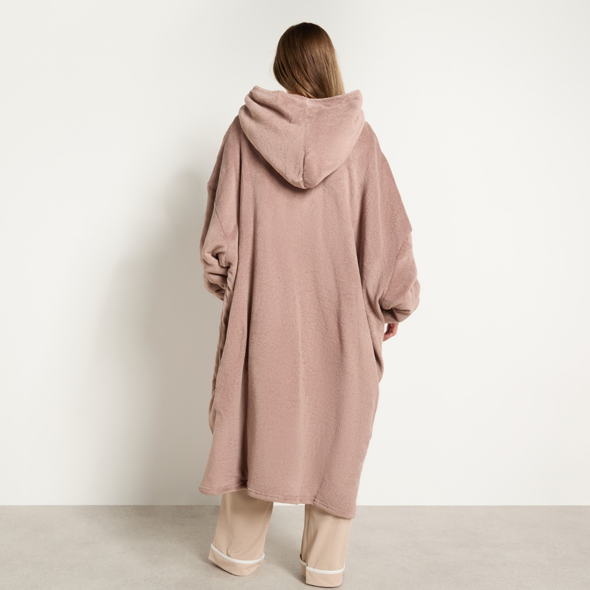 OHS Extra-Long Electric Heated Hoodie Blanket - Mink>