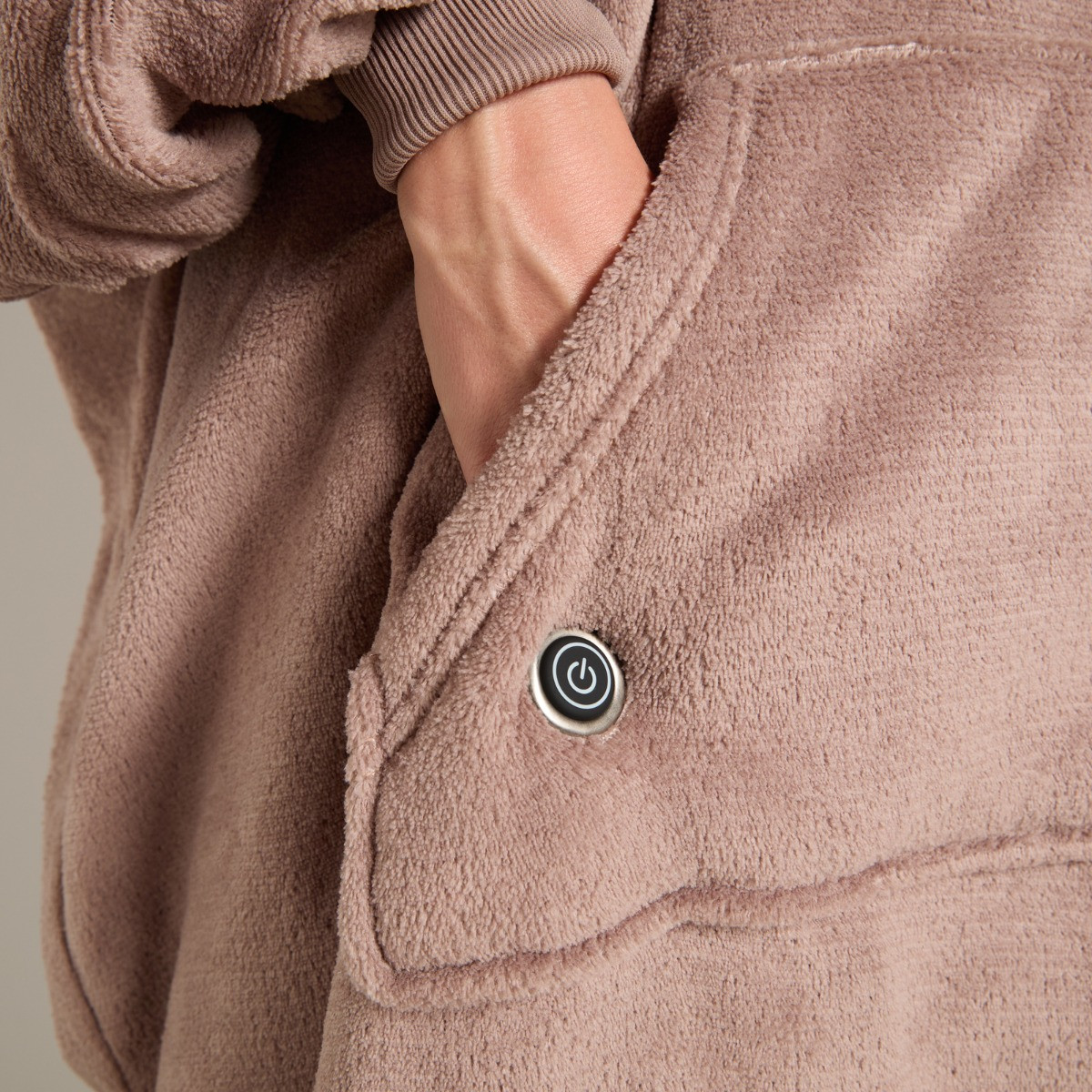 OHS Extra-Long Electric Heated Hoodie Blanket - Mink>