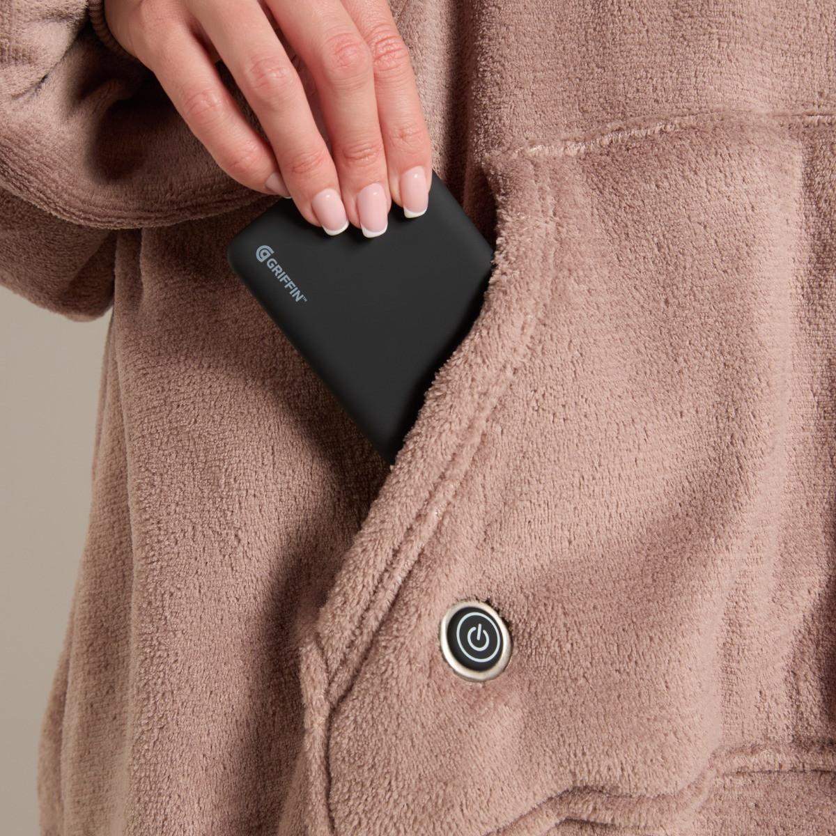 OHS Extra-Long Electric Heated Hoodie Blanket - Mink>
