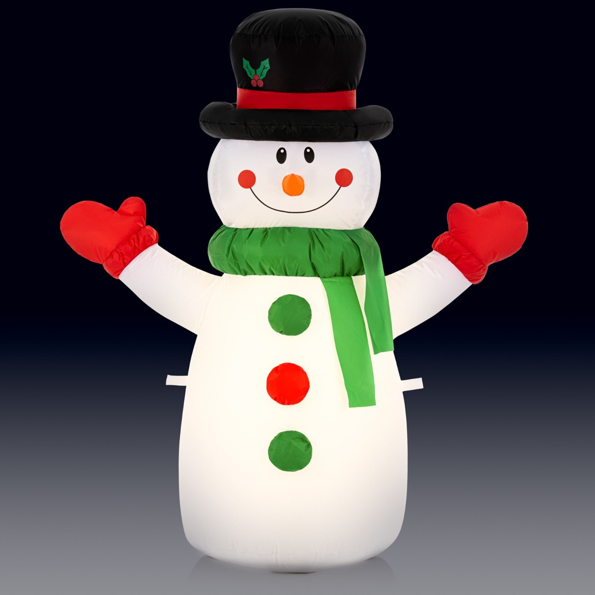 OHS Indoor/Outdoor Self-Inflating Snowman Light-Up Porch Decoration - White>