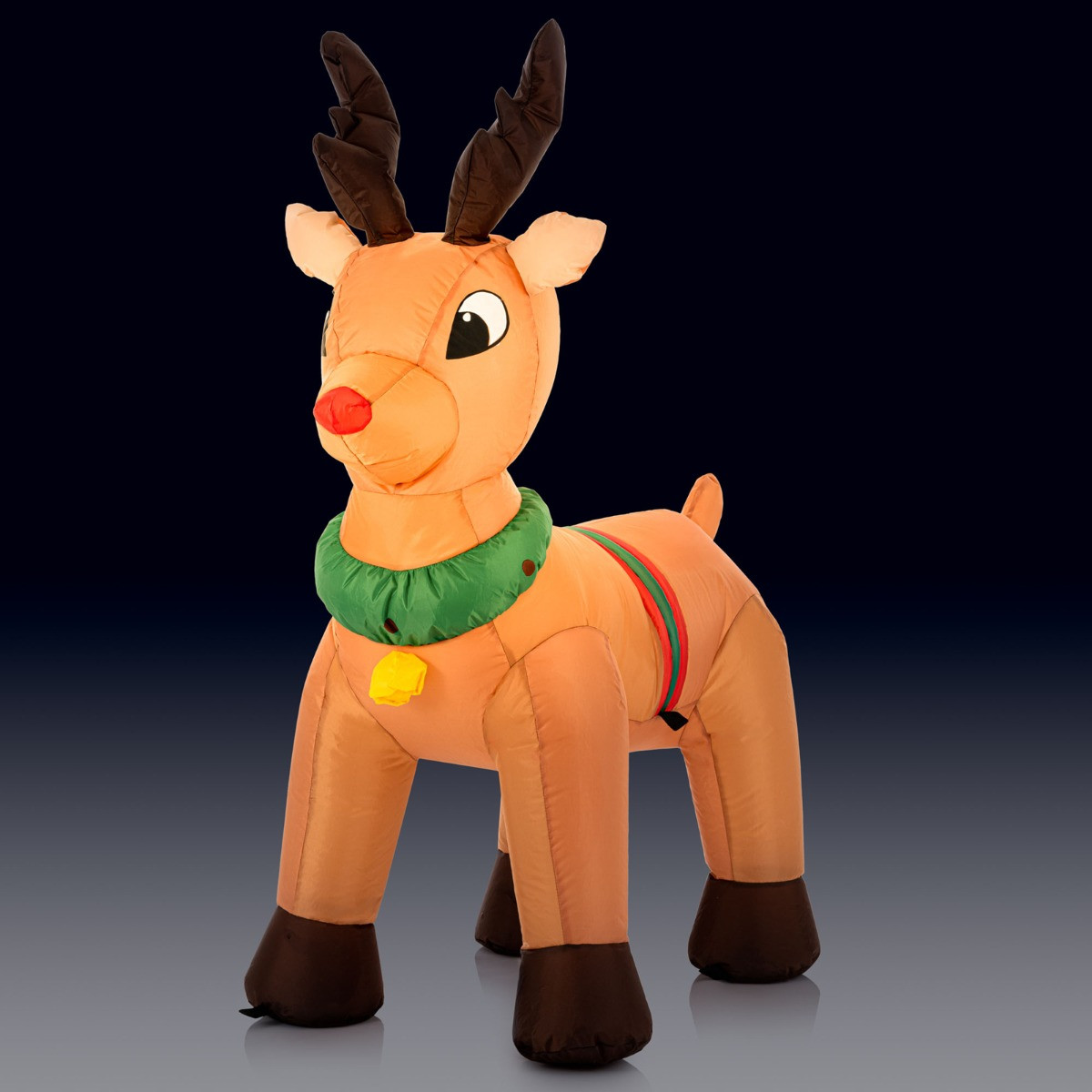 OHS Indoor/Outdoor Self-Inflating Reindeer Light-Up Porch Decoration - Brown>