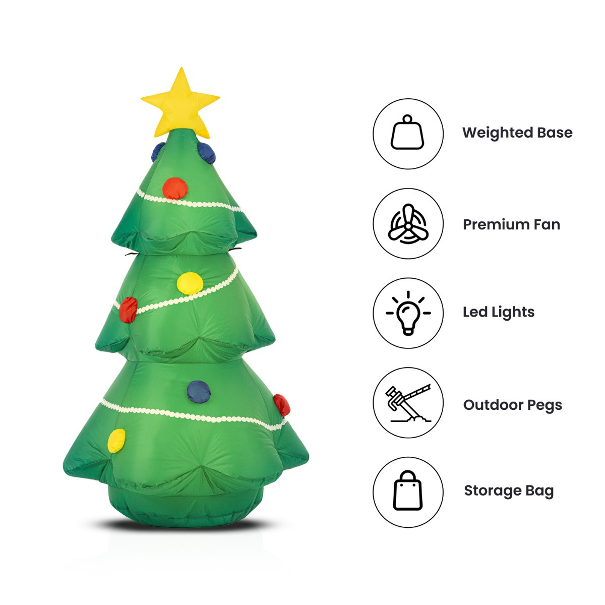 OHS Indoor/Outdoor Self-Inflating Tree Light-Up Porch Decoration - Green>