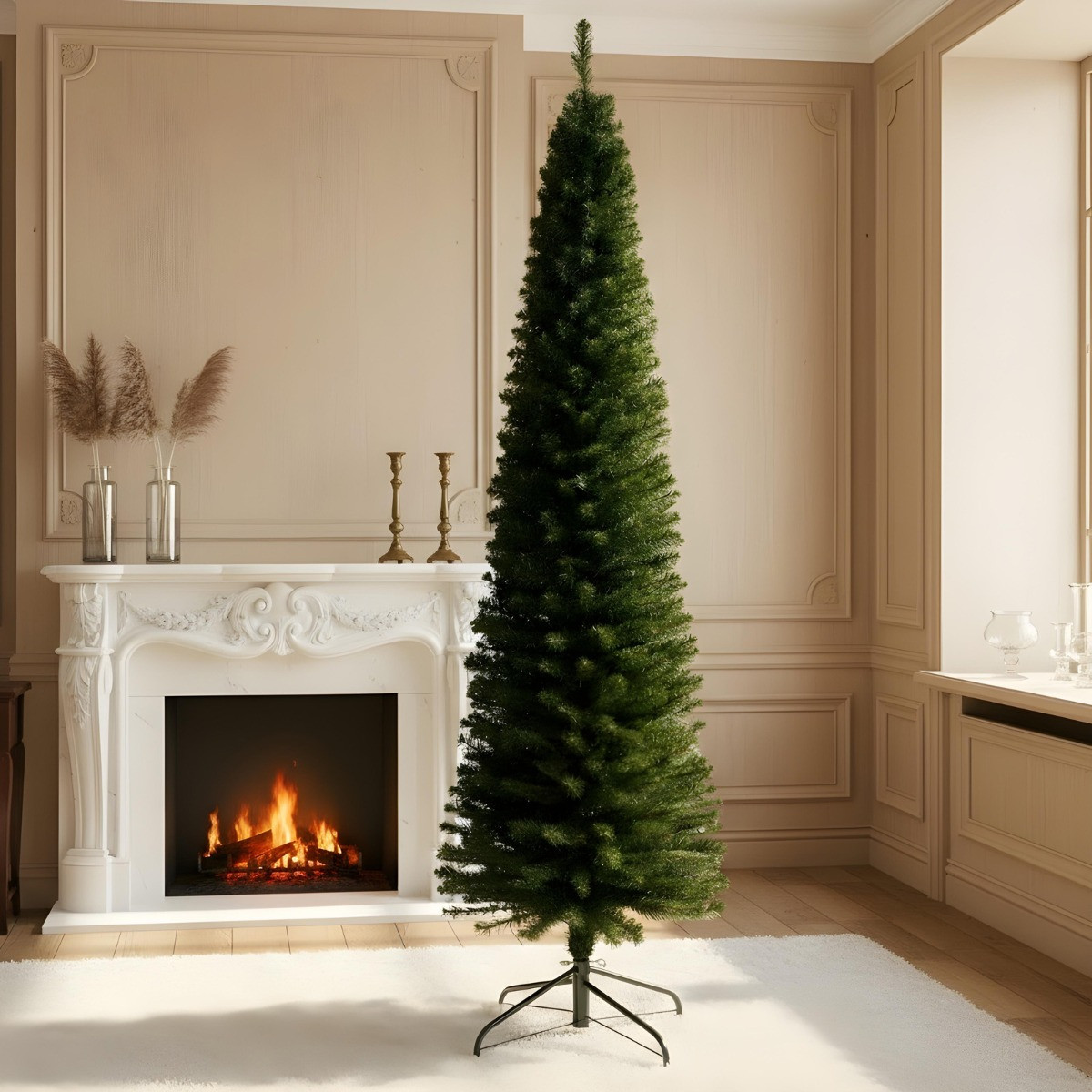 OHS Artificial Pencil Christmas Tree, Green - 7ft>