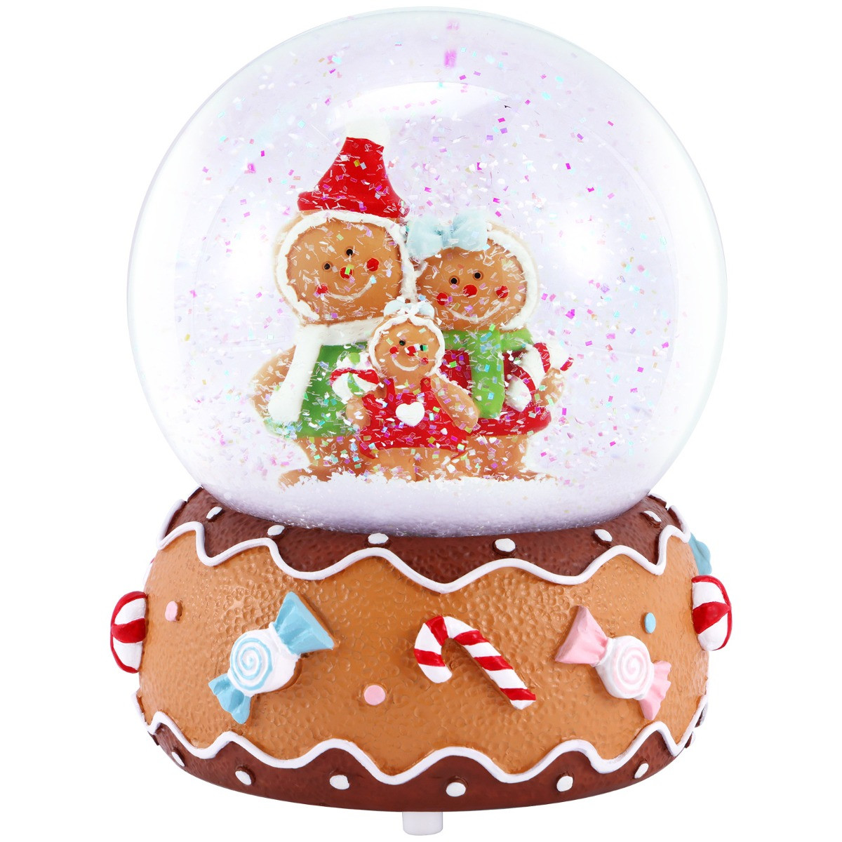 OHS Gingerbread Family Light Up Musical Snow Globe - Multi>