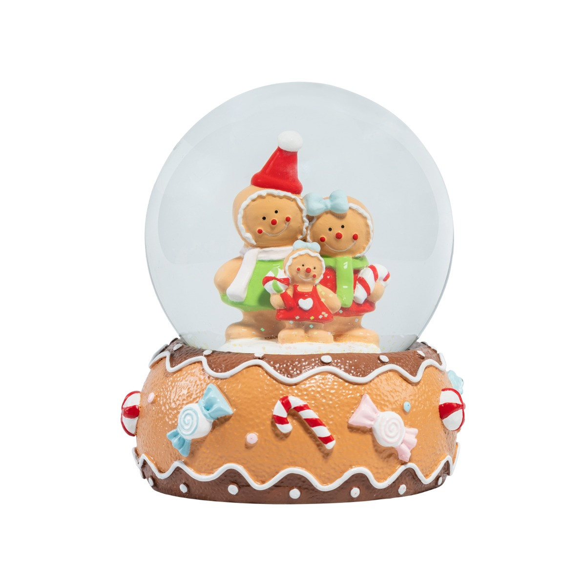 OHS Gingerbread Family Light Up Musical Snow Globe - Multi>