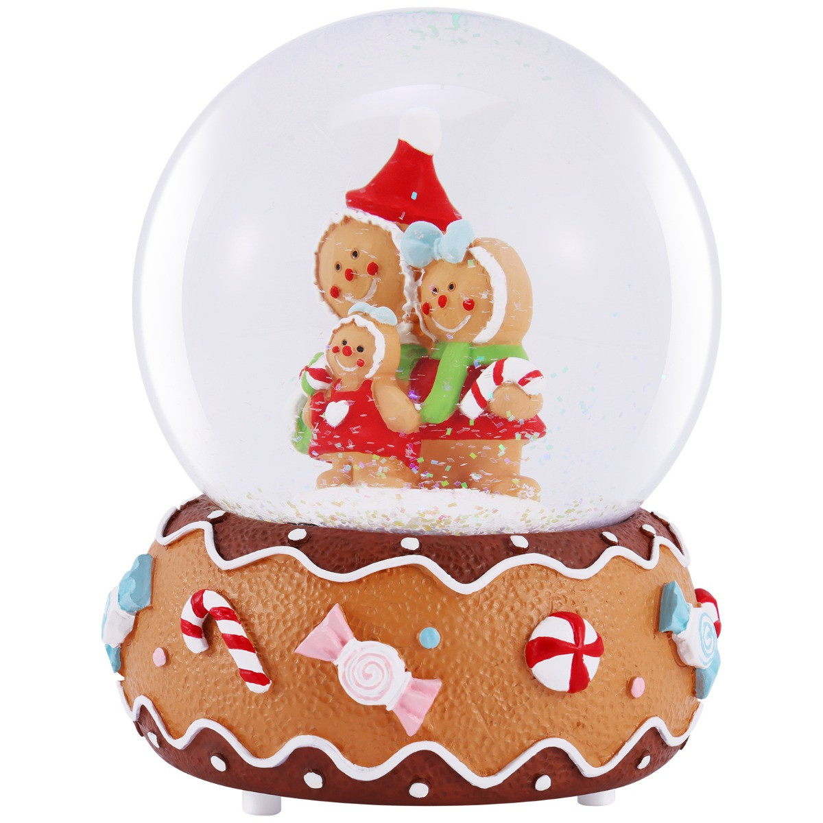 OHS Gingerbread Family Light Up Musical Snow Globe - Multi>