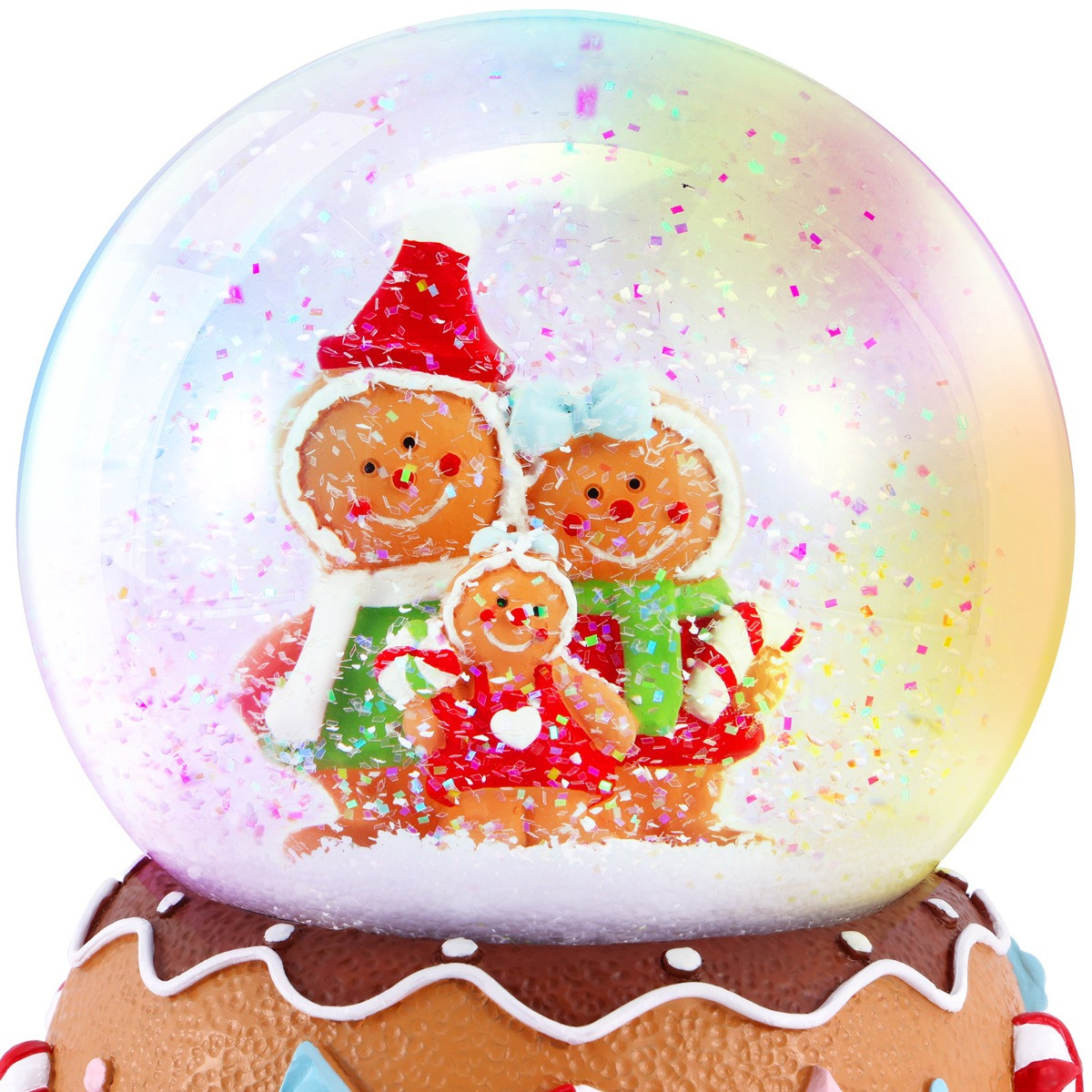 OHS Gingerbread Family Light Up Musical Snow Globe - Multi>