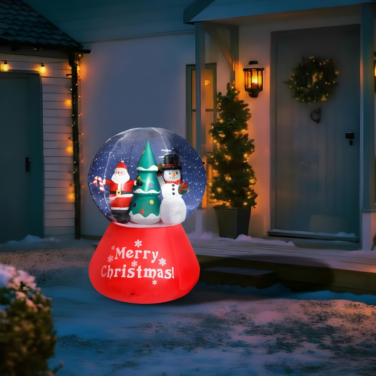 OHS Indoor/Outdoor Self-Inflating Snowglobe Light-Up Porch Decoration - Red>