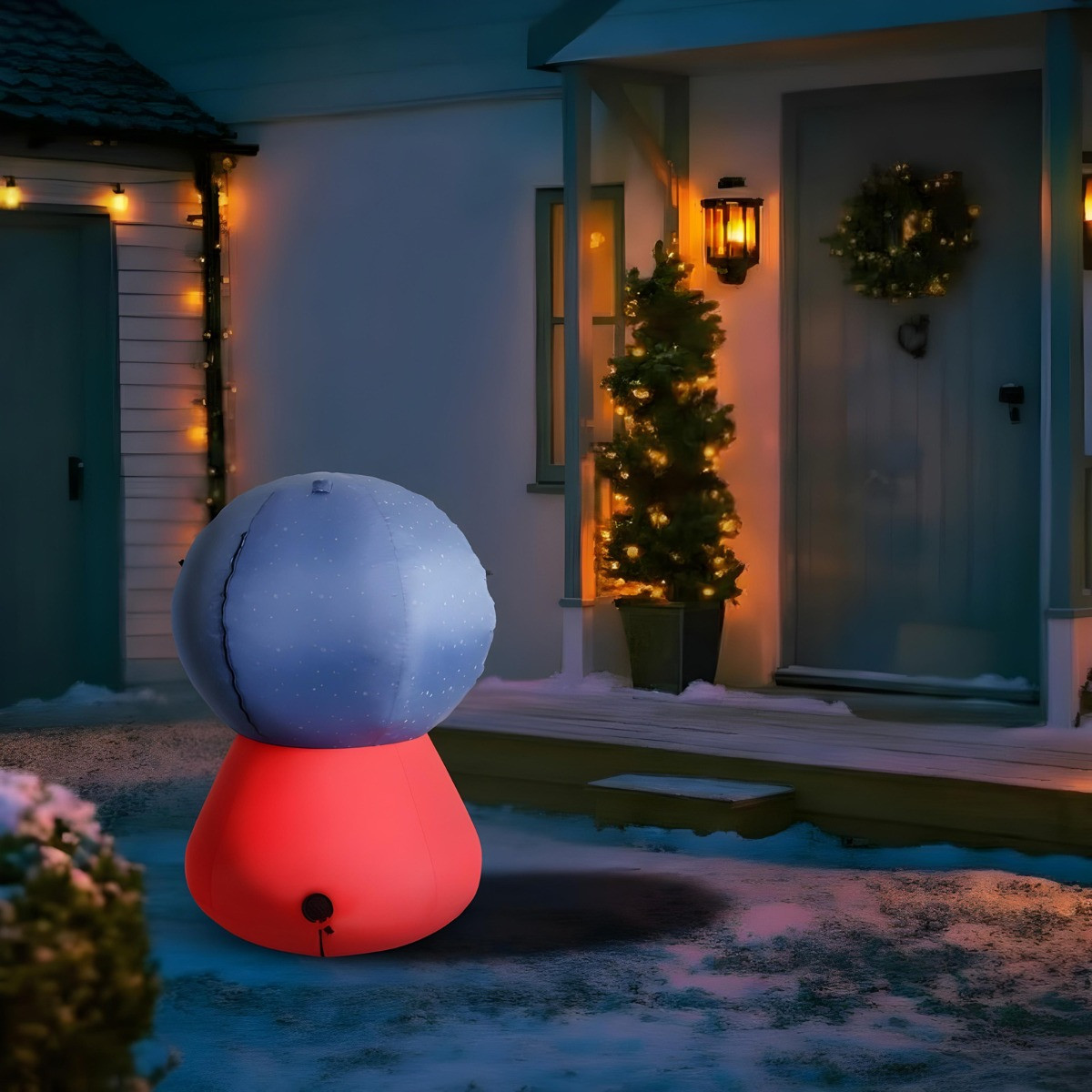 OHS Indoor/Outdoor Self-Inflating Snowglobe Light-Up Porch Decoration - Red>