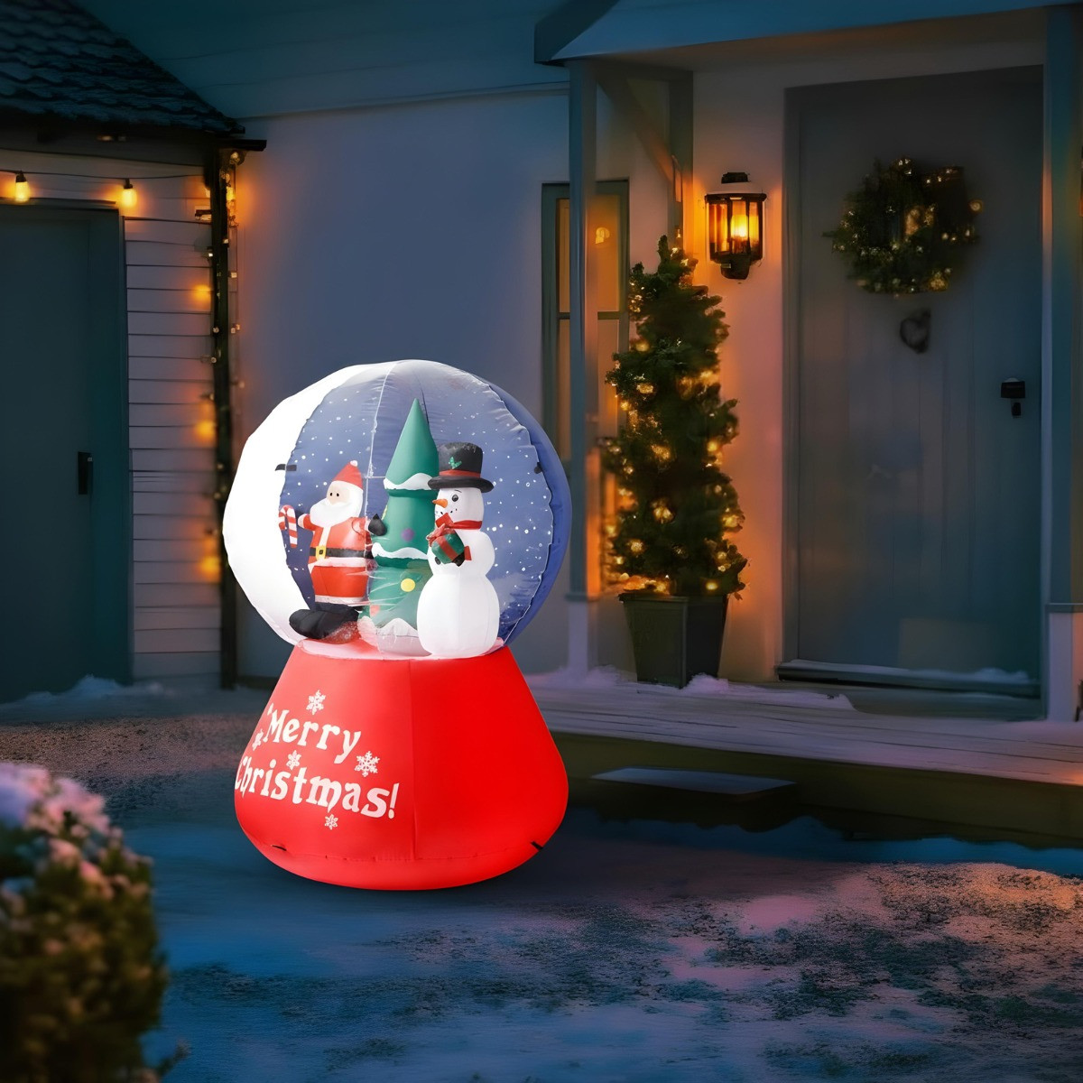 OHS Indoor/Outdoor Self-Inflating Snowglobe Light-Up Porch Decoration - Red>